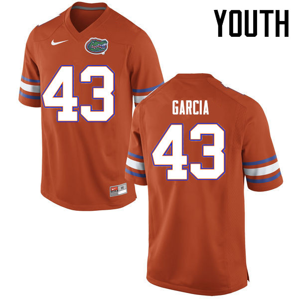Youth Florida Gators #43 Cristian Garcia College Football Jerseys Sale-Orange